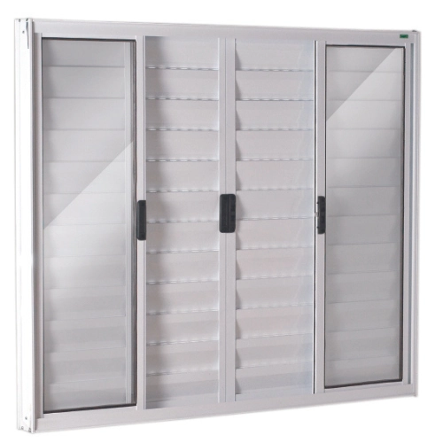 Janela Veneziana 6 Folhas 1,20x1,20 Alumínio Branco S/g