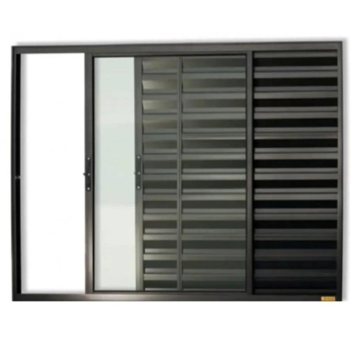 Janela Veneziana 3 Folhas 1,20x1,20 Alumínio Preto S/g