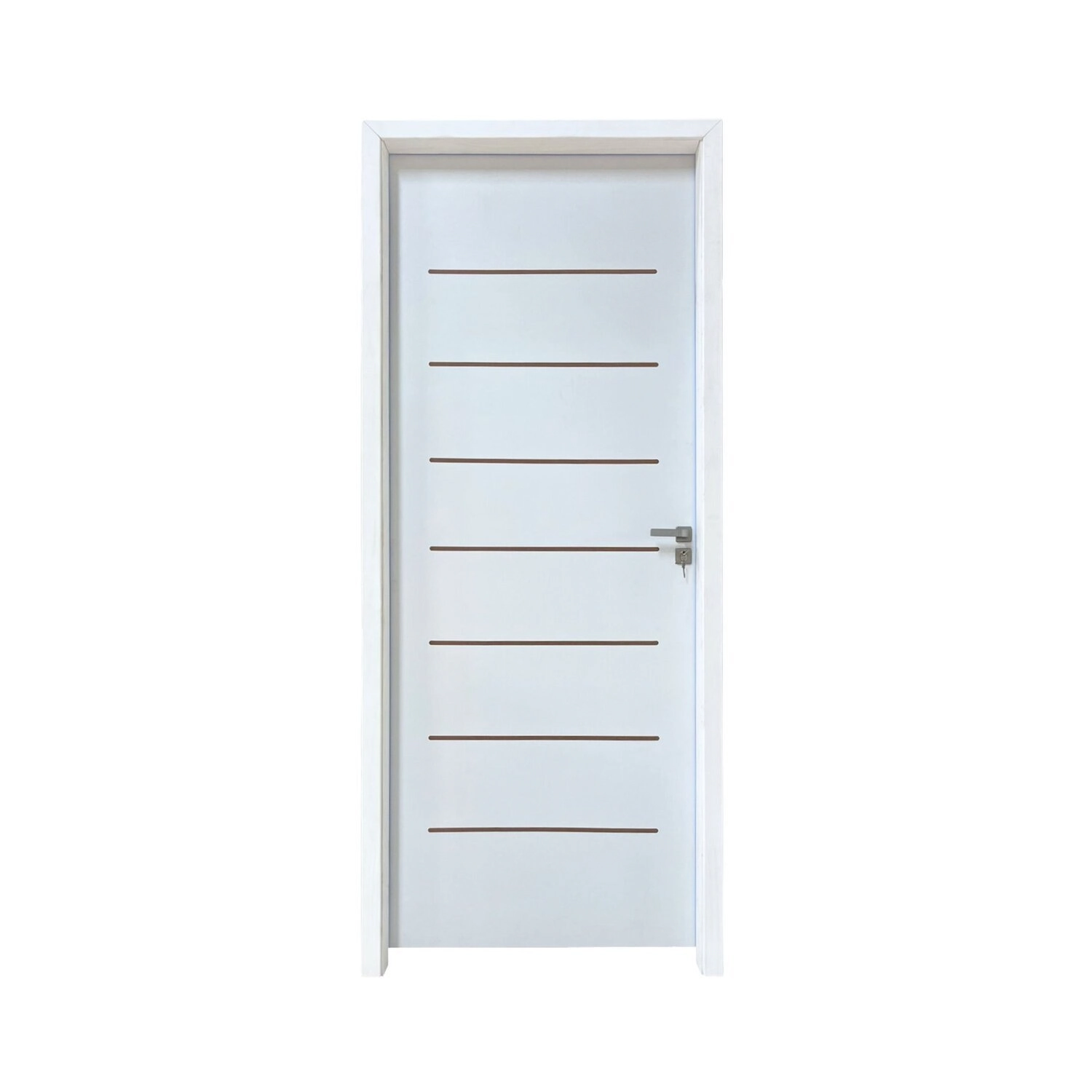 Kit Porta De Madeira 215x97cm Batente 25cm Com Guarnição Cristal Primer Uniportas Branco