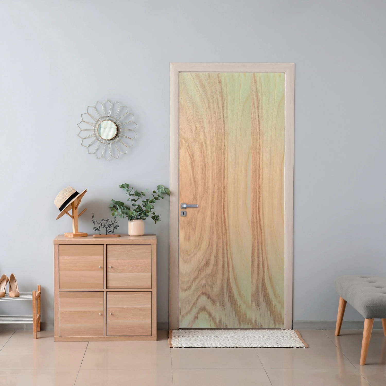 Folha De Porta De Madeira 210x60cm Lisa Amescla Uniportas Natural