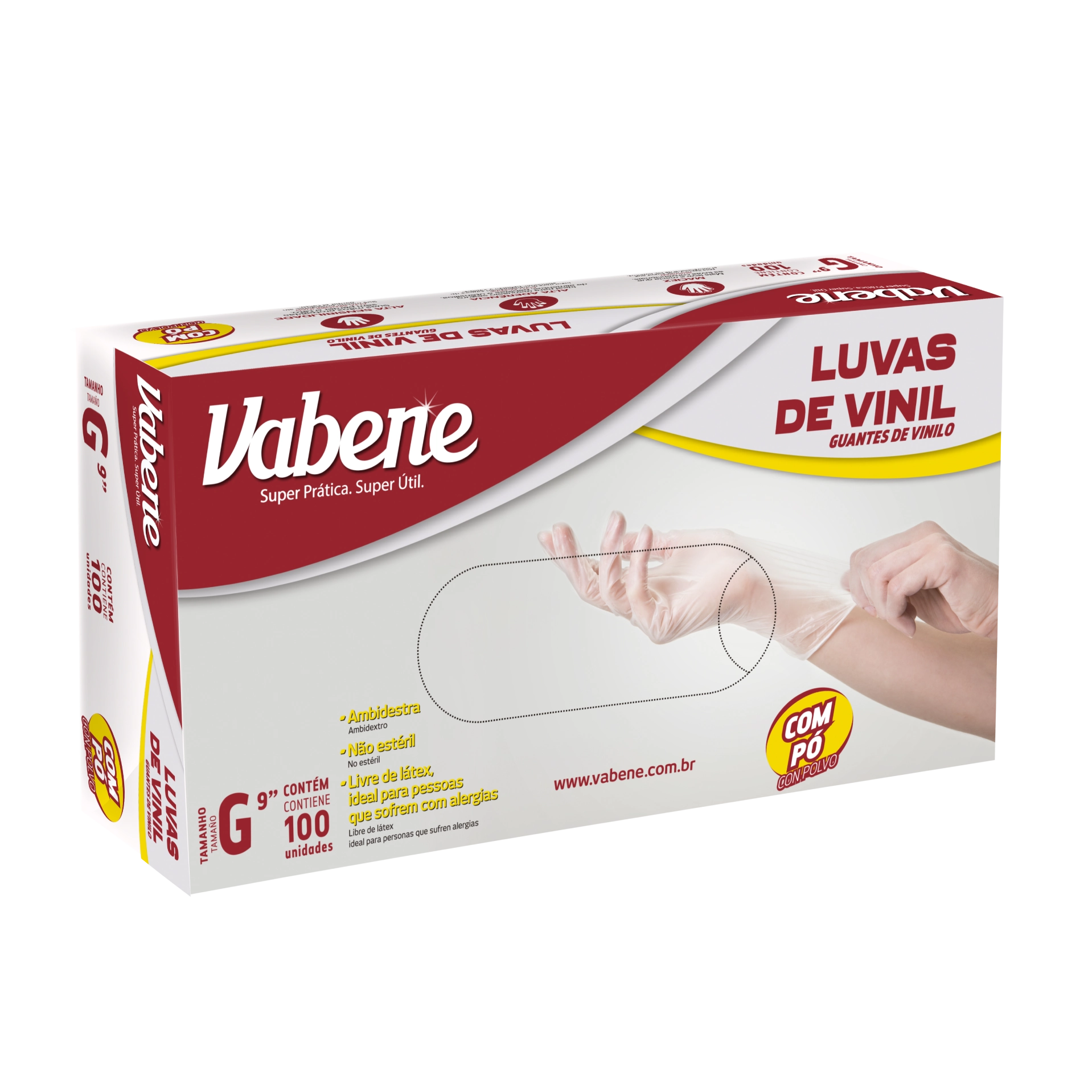 Loja Luva Vinil Va Bene G Uso Interno C/100