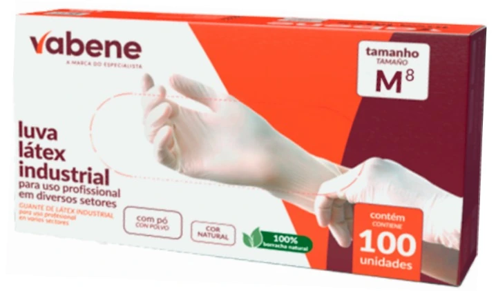 Luva De Látex Proteção Quim C/ Pó M 100un/box 10box/cx
