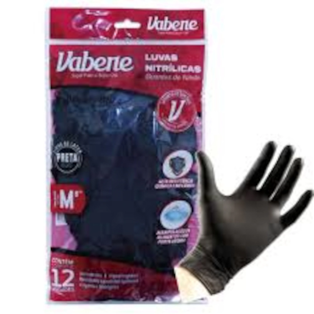 Luva Vabene Nitrilica Preta M C/12
