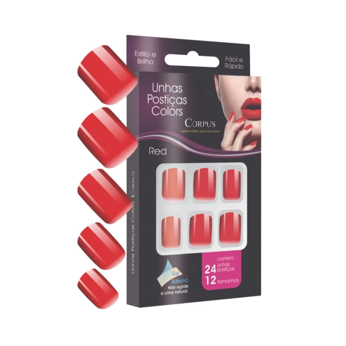 Unhas Ades.corpus Color Red 24/1un