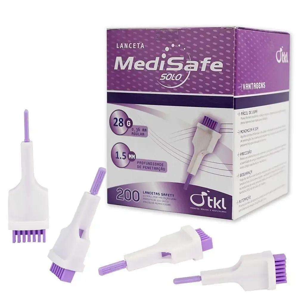 Lanceta De Seguranca 28g 0,36x1,5mm com 200 Un Medisafe