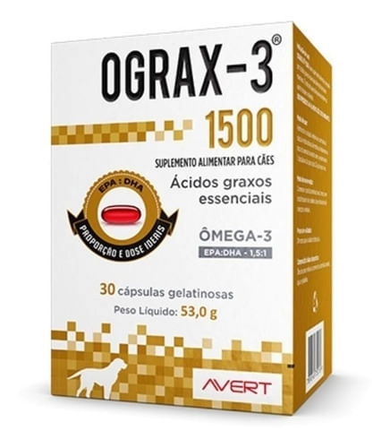 Suplemento Ograx-3 Cães e Gatos Avert 1500mg