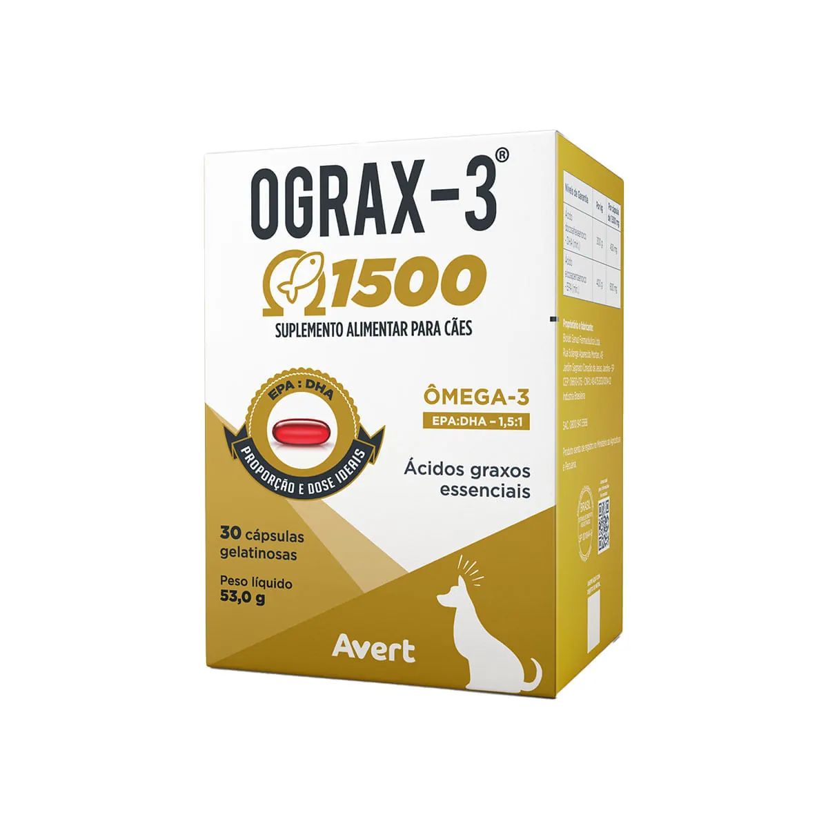 Suplemento Ograx-3 Cães e Gatos Avert 500mg
