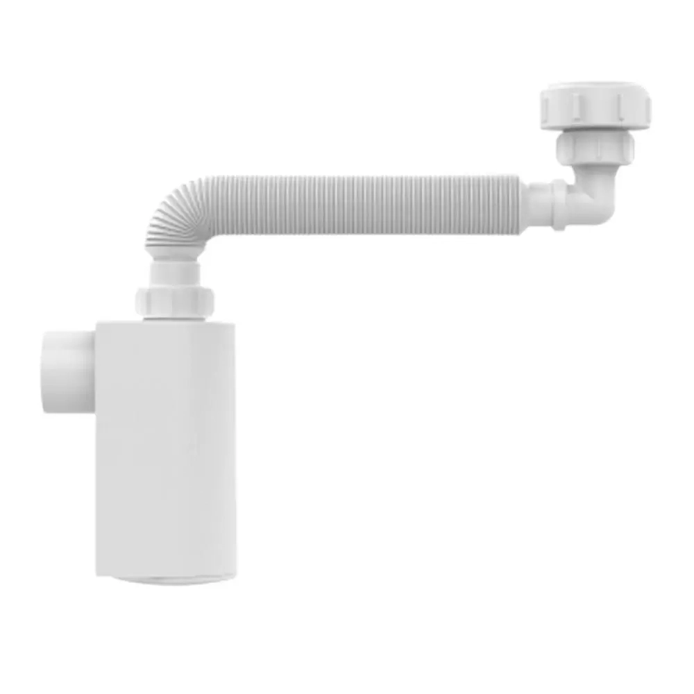 Sifão para Pia Extensível em ABS Branco 28cm com Copo Blukit