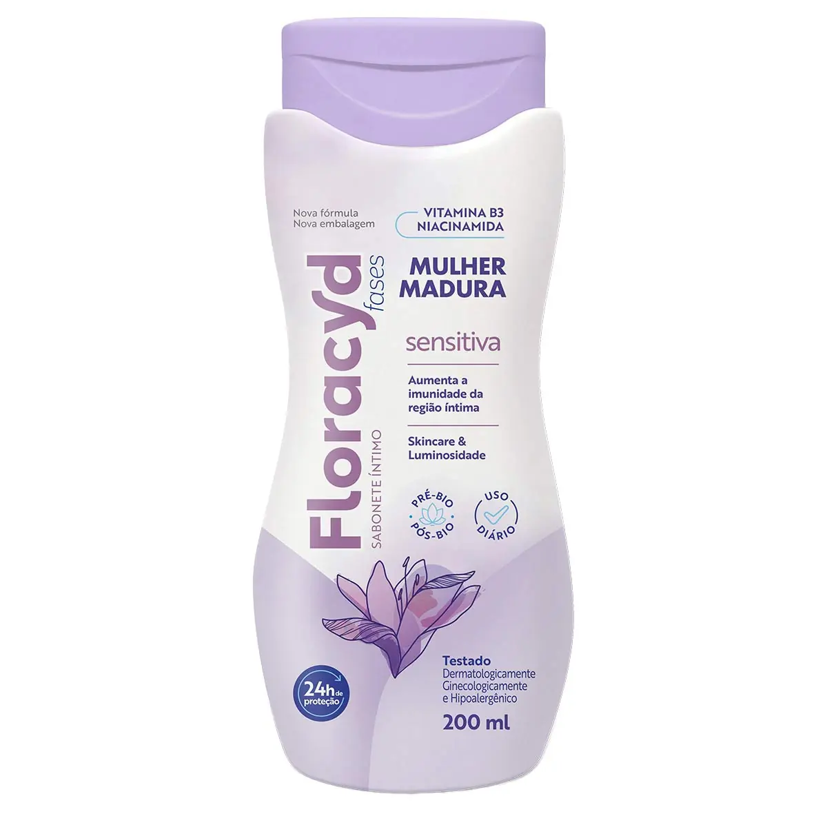 Sabonete Líquido íntimo Sensitiva Floracyd Frasco 200ml