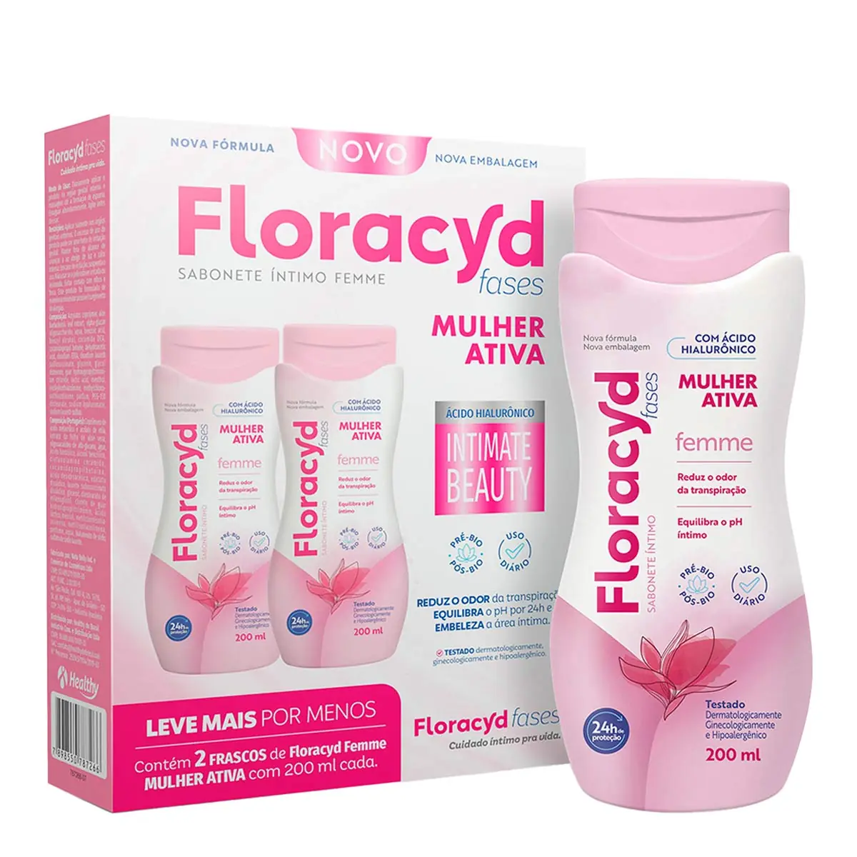 Pack Sabonete Líquido íntimo Femme Floracyd 2 Unidades 200ml Cada Leve Mais Pague Menos
