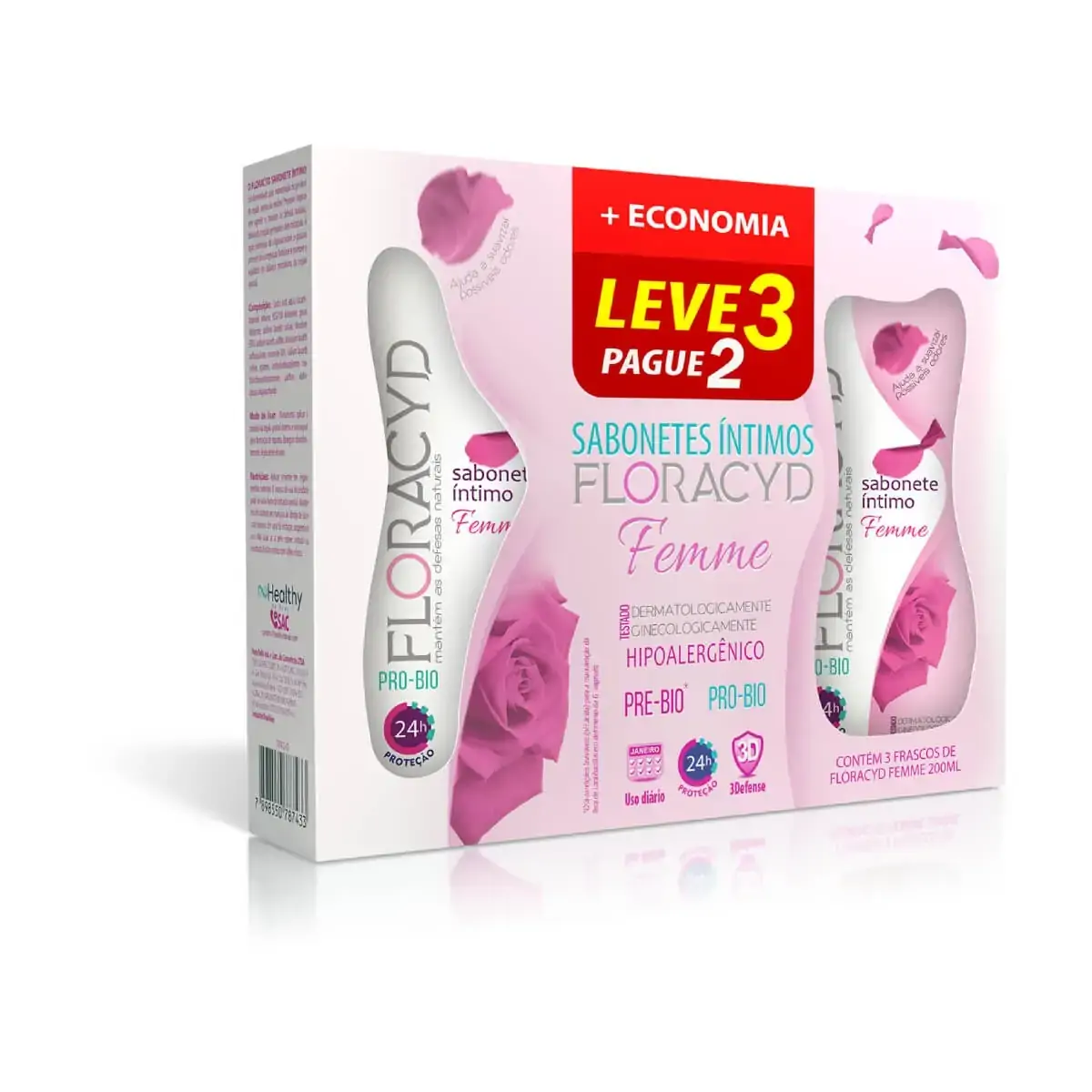 Kit Sabonete Líquido Intimo Floracyd Femme 3 Unidades
