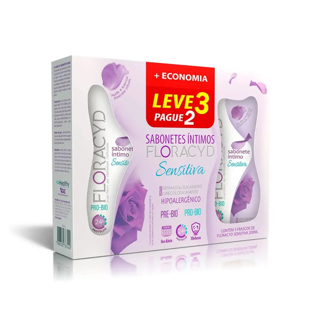 Sab Intimo Liq Floracyd Sensitiva 200ml Kit C/3