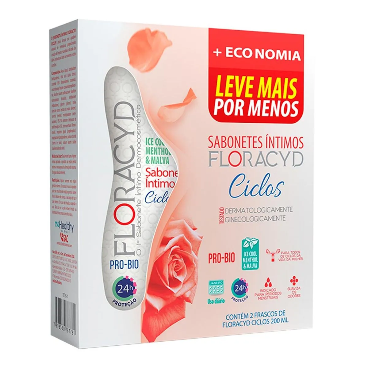 Pack Sabonete Líquido íntimo Ciclos Floracyd 2 Unidades 200ml Cada Leve Mais Pague Menos