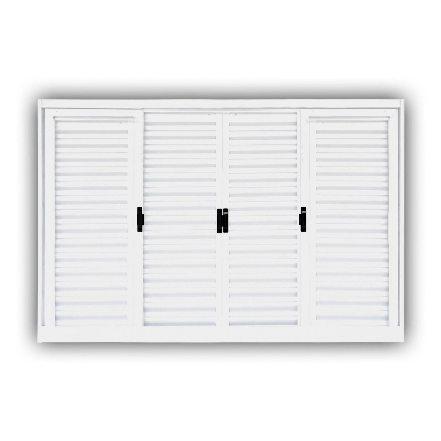 Janela De Aço Veneziana De Correr 100x100cm 6 Folhas Minas Sul Mgm Branco