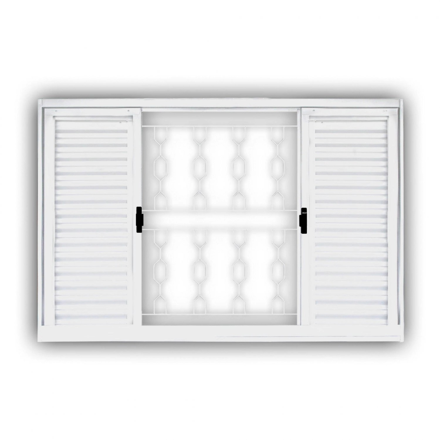 Janela De Aço Veneziana De Correr 120x150cm 6 Folhas Com Grade Minas Sul Mgm Branco