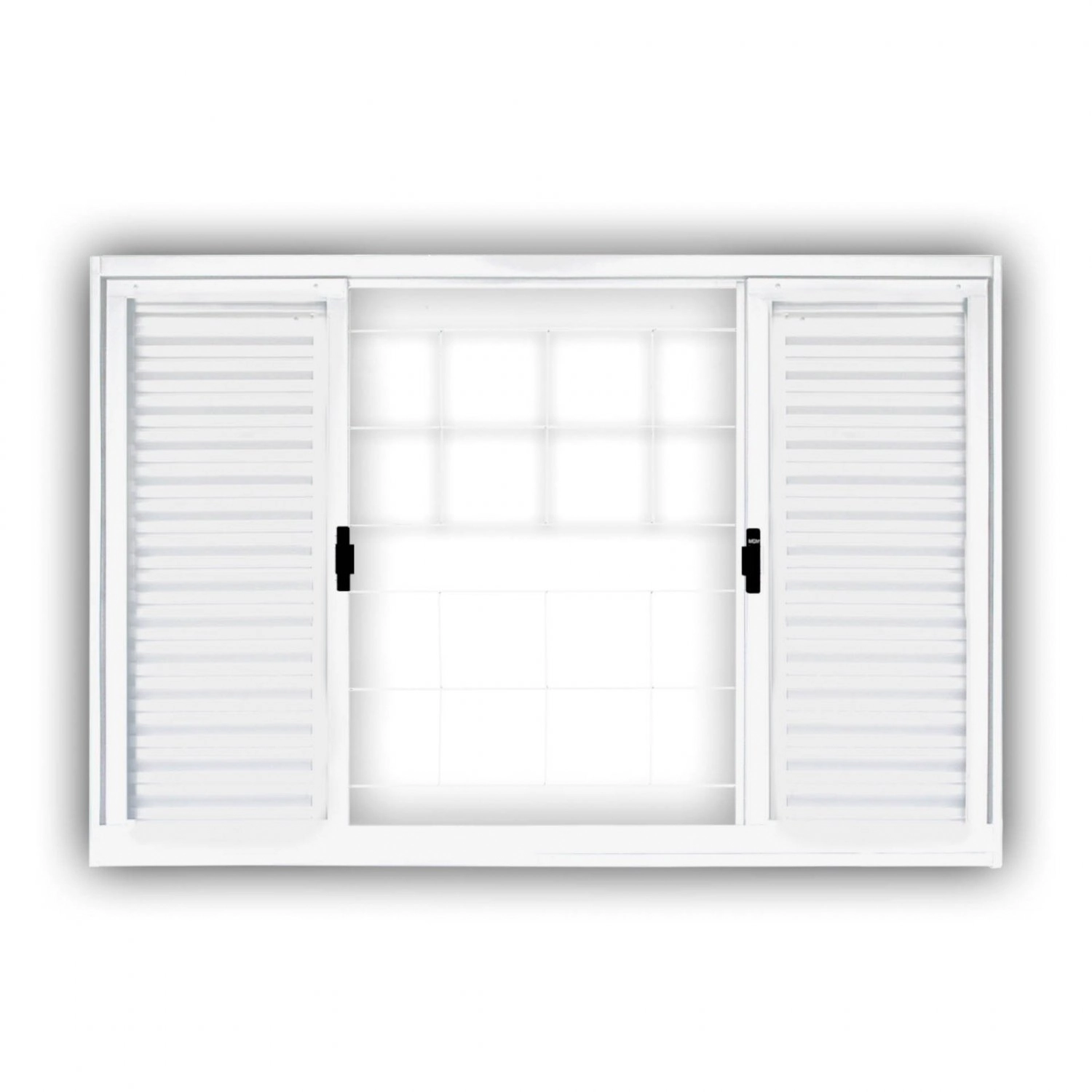 Janela De Aço Veneziana De Correr 120x150cm 6 Folhas Com Grade Minas Sul Mgm Branco