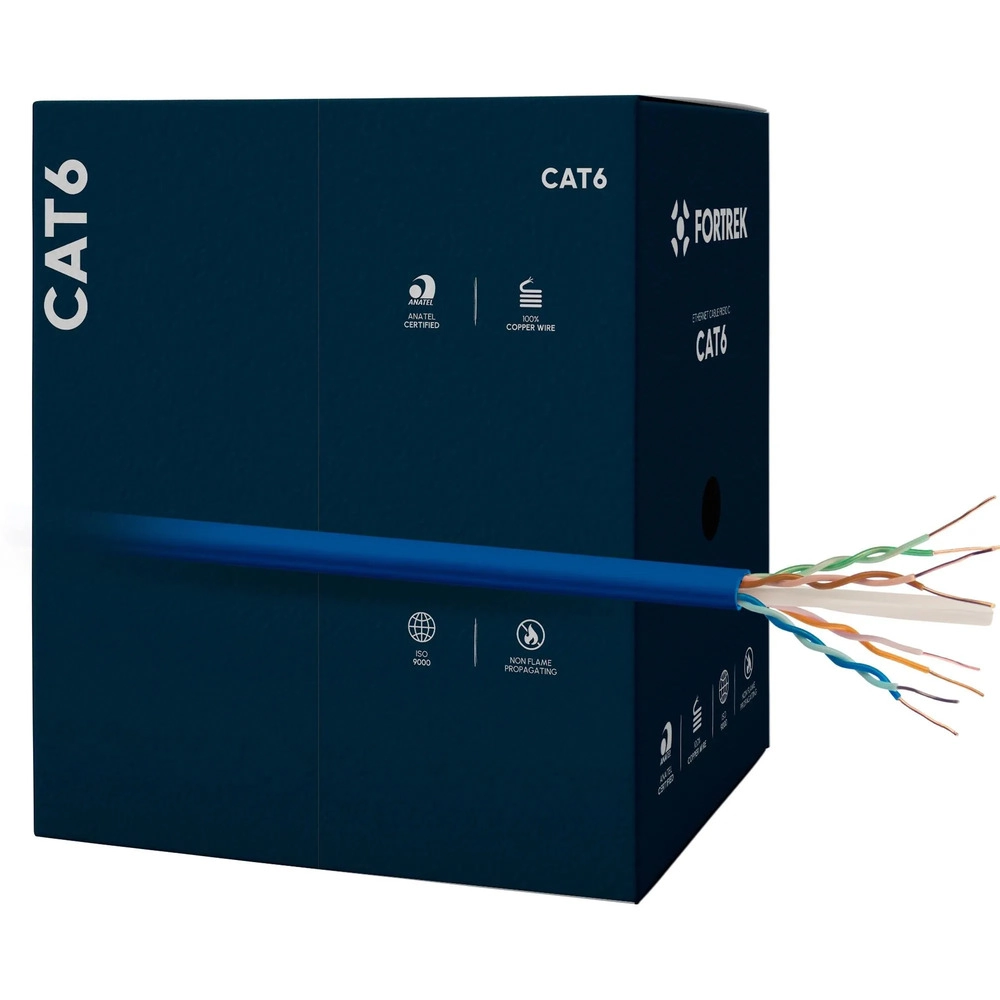 Cabo De Rede Cat6 305m Fortrek Fk510c Cmx Azul - Cx / 305