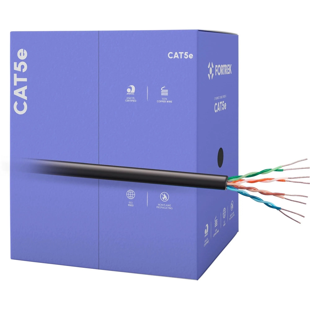 Cabo De Rede Cat5e 305m Fortrek Fk500c Cmx Preto - Cx / 305