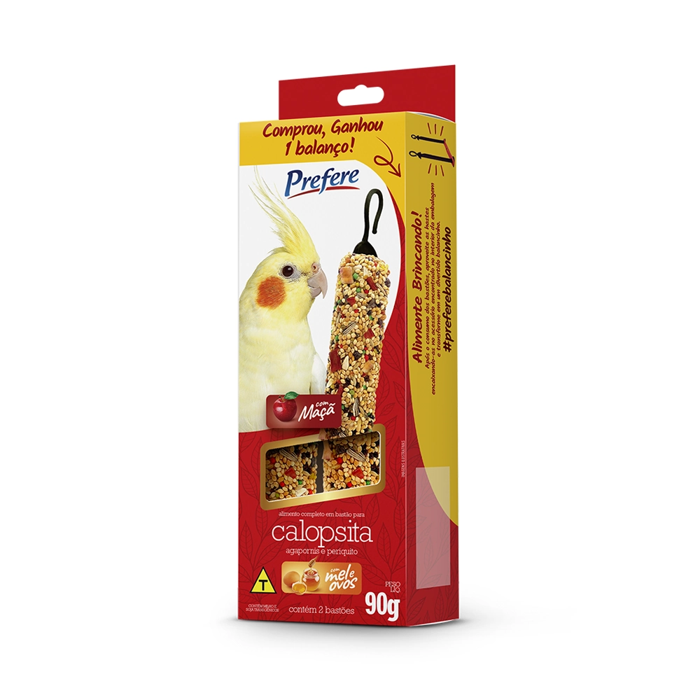 Alimento Para Pássaros Calopsita, Agapornis E Periquito Maçã Prefere Caixa 90g 2 Unidades