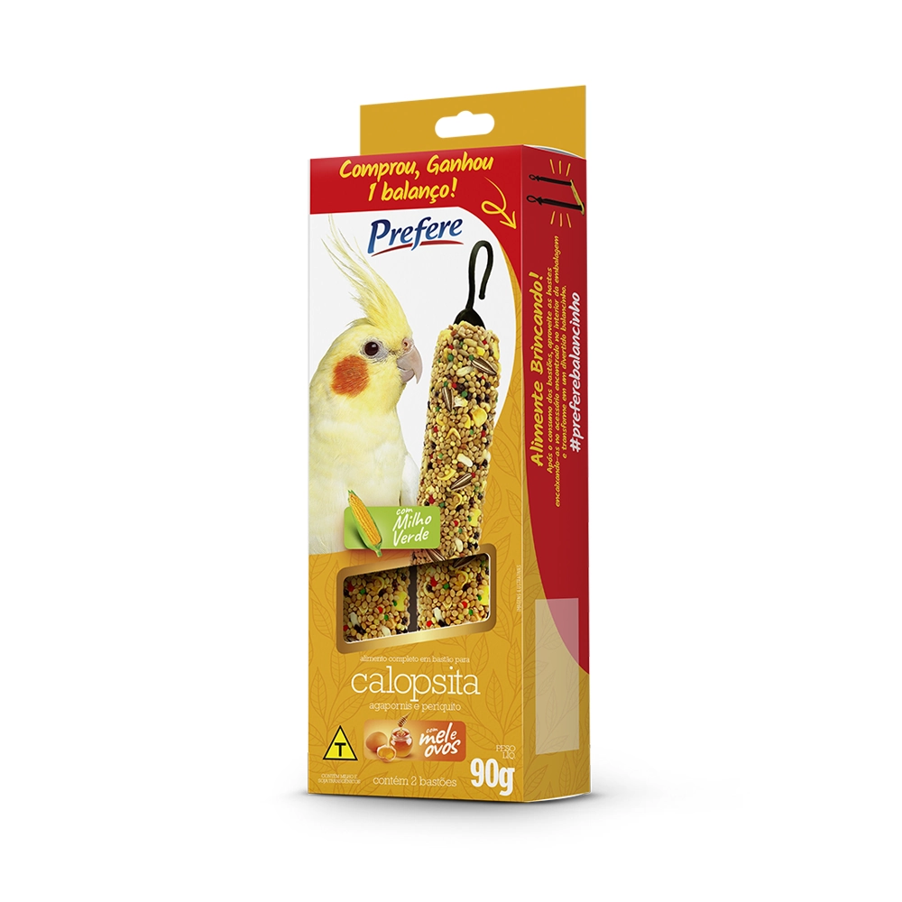 Alimento Para Pássaros Calopsita, Agapornis E Periquito Milho Verde Prefere Caixa 90g 2 Unidades