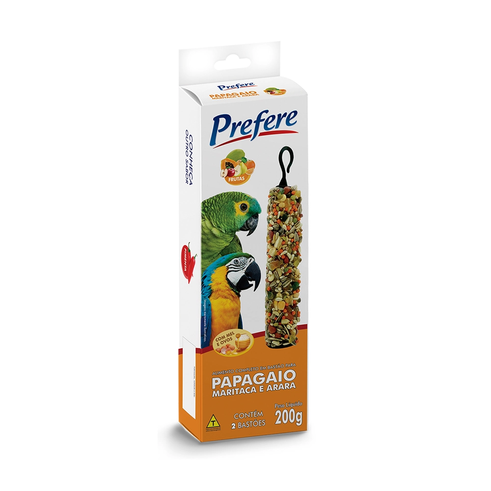 Alimento Para Pássaros Papagaio, Maritaca E Arara Frutas Prefere Caixa 200g 2 Unidades