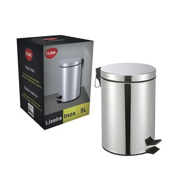 Lixeira De Inox 5l Com Pedal Clink