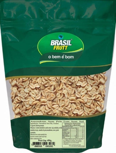 Amendoim Sem Pele Torrado S Sal 450gr Brasil Fruit