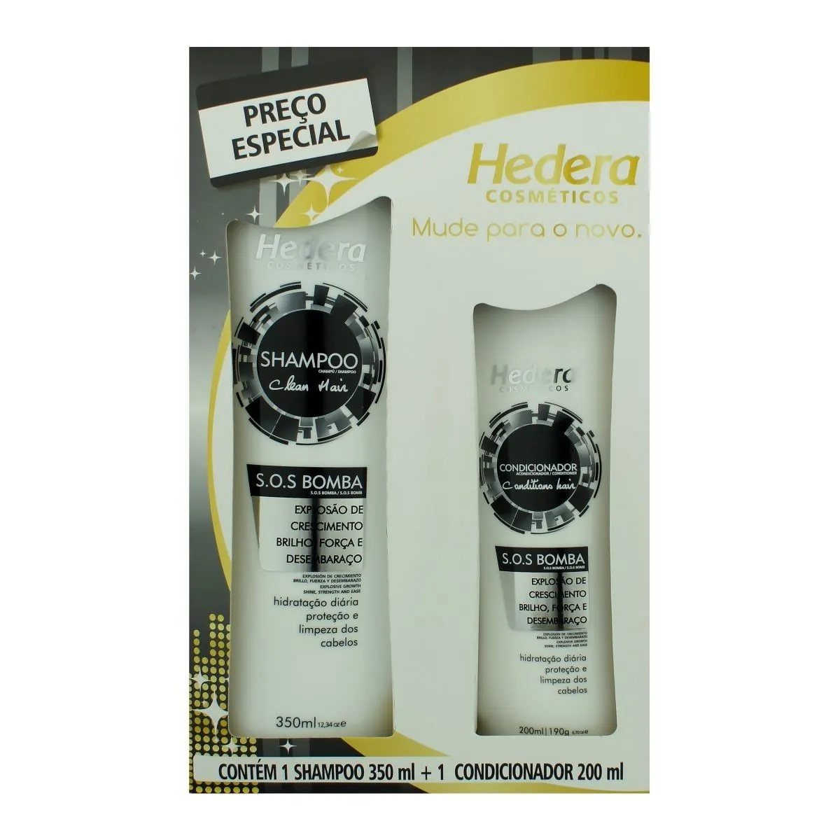 Kit Shampoo 350 ml + Condicionador 200 ml Hedera S.O.S Bomba