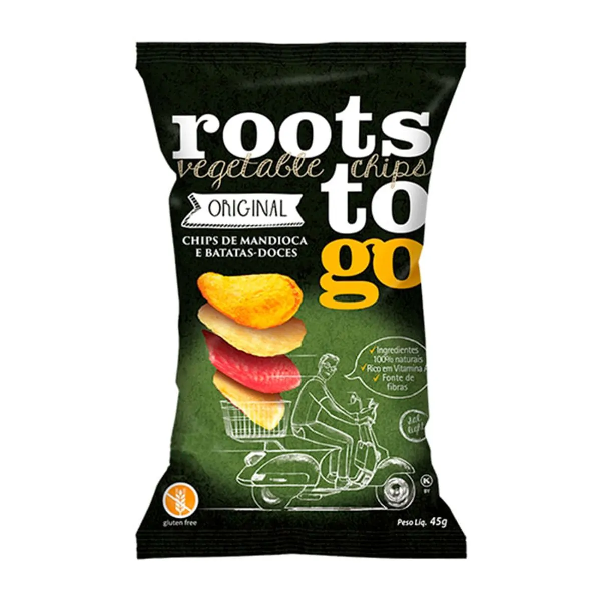 Chips Mandioca e Batata-Doce Original Roots To Go Pacote 45g