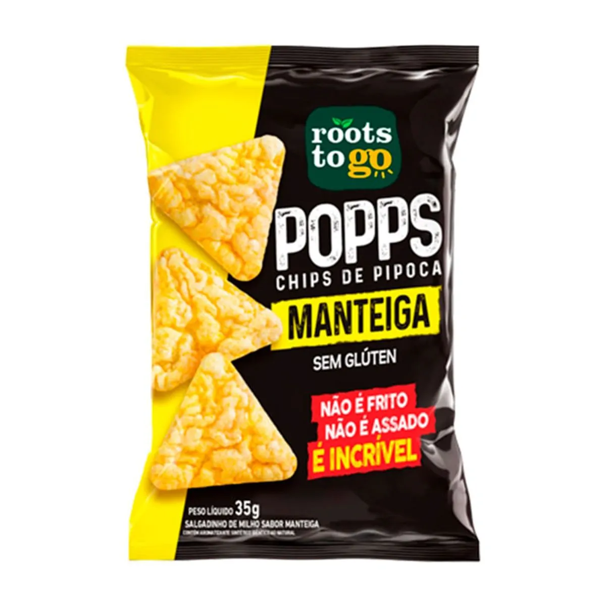 Salgadinho Roots To Go Manteiga Popps Chips de Pipoca 35g