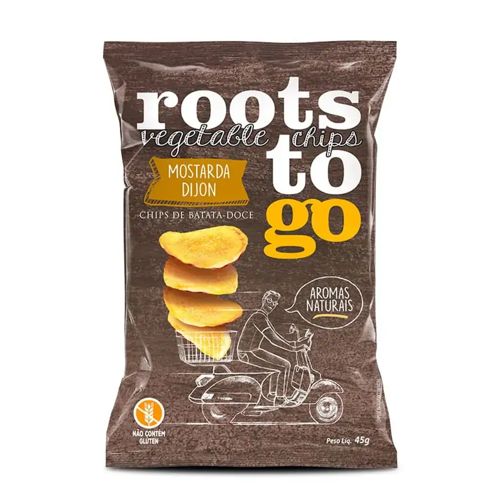 Chips Roots To Go de Batata-Doce Mostarda Dijon Pacote 45 g