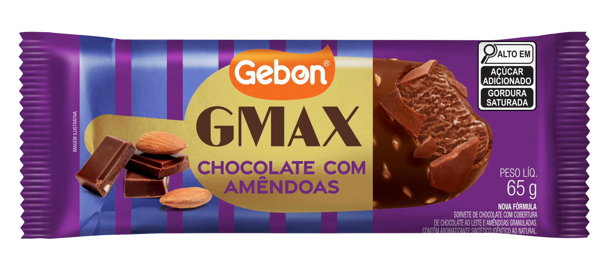 Sorvete Gebon Pal.extru.choc.amendo
