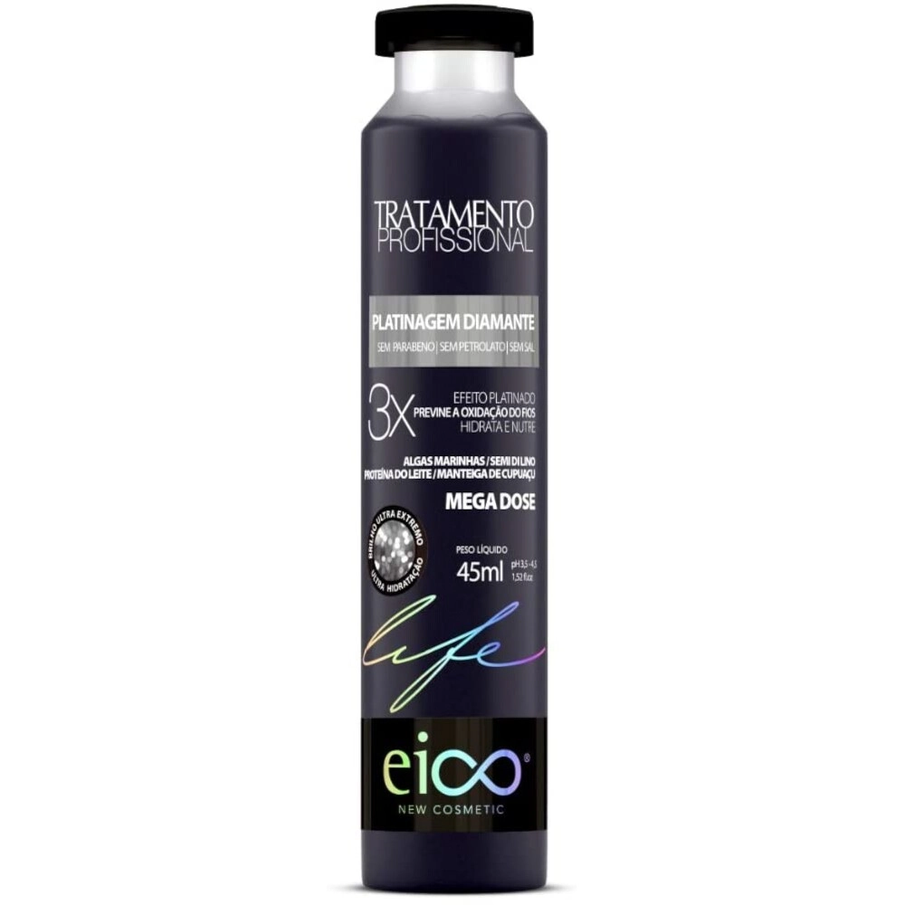 Ampola Mega Dose Eico Life Platinagem Diamante 45m