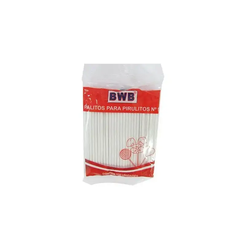 Palitos P/pirulito Peq Branco C/100 Bwb