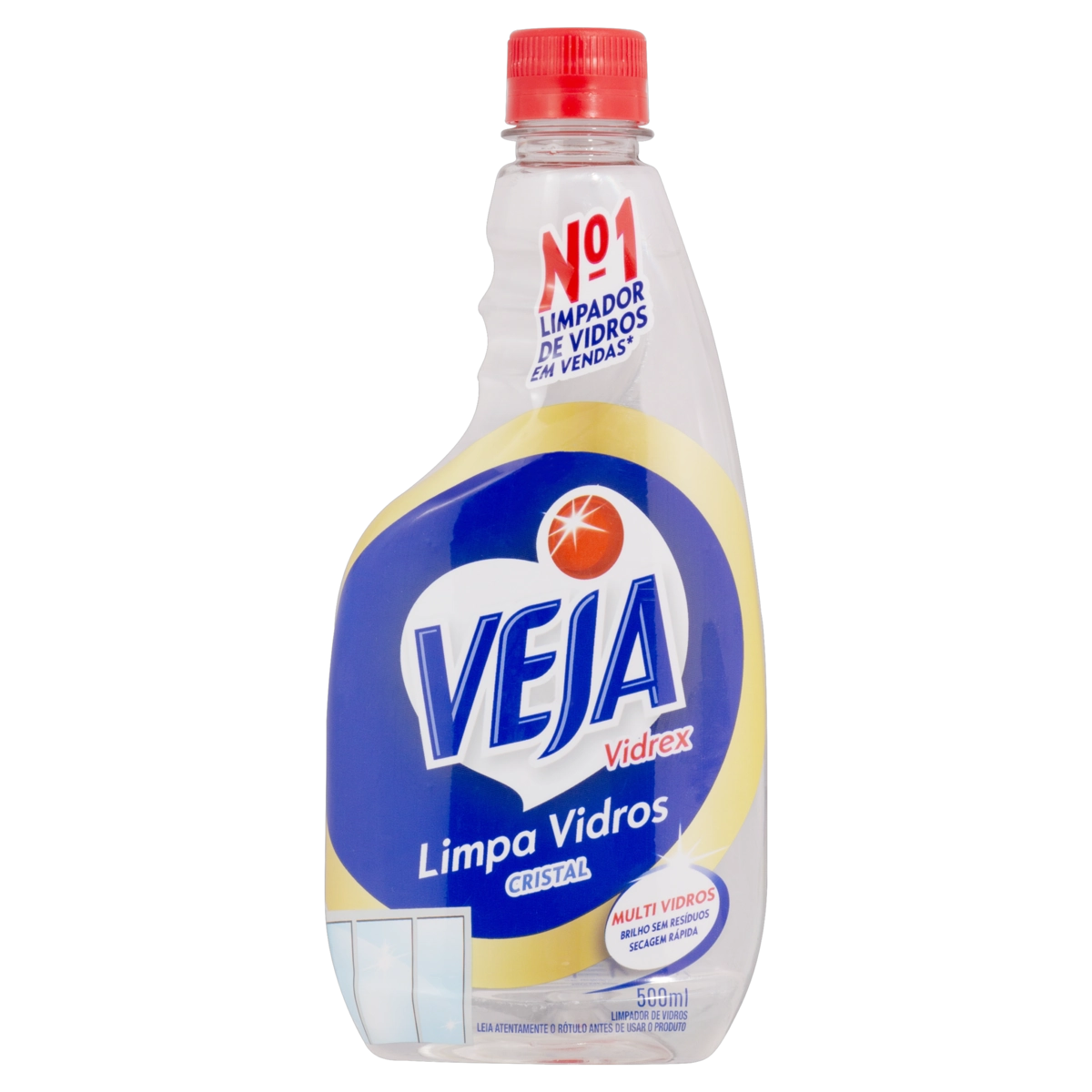 Limpa Vidro Líquido Cristal Veja Vidrex Frasco 500ml Refil