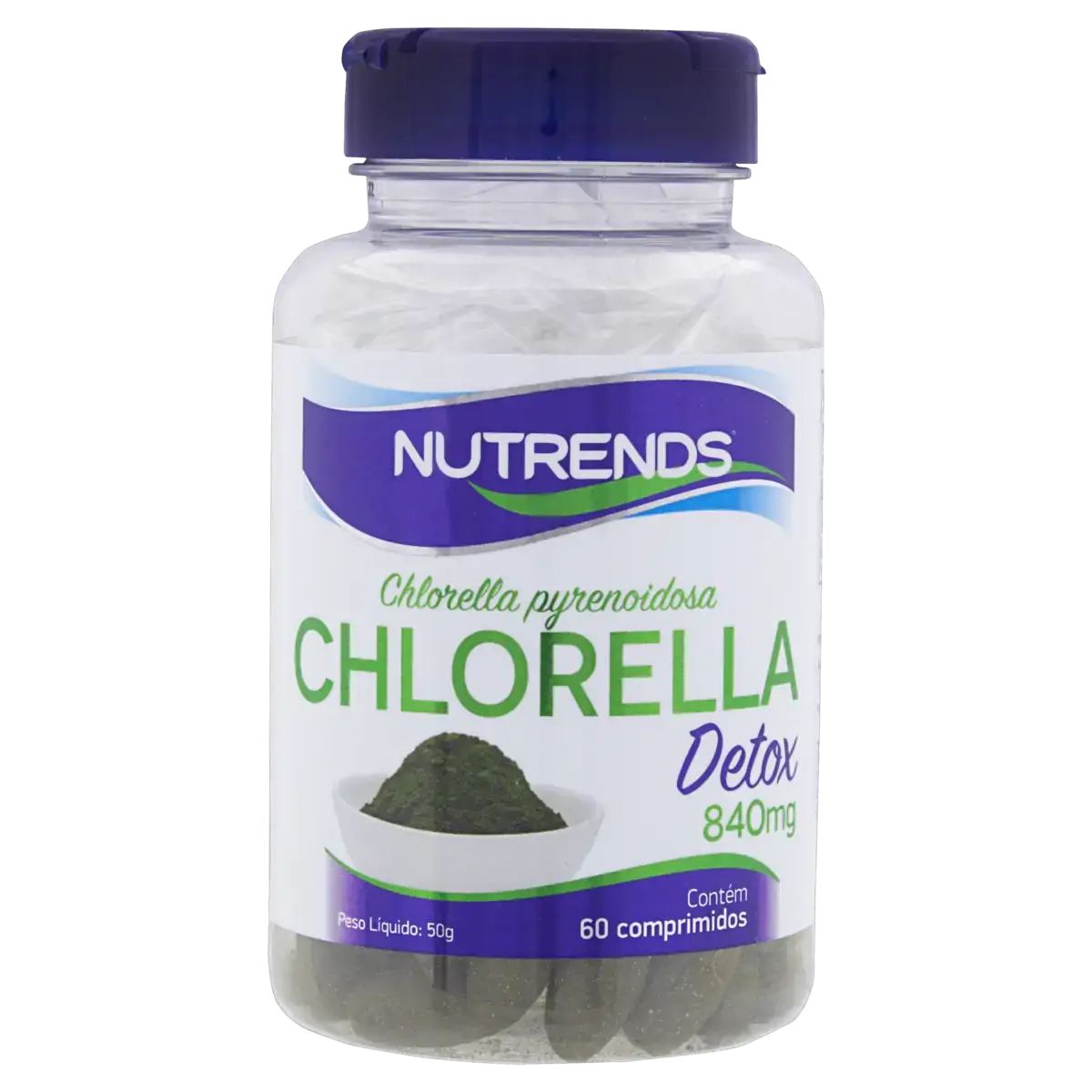 Chlorella 840mg Nutrends Detox Frasco 50g 60 Comprimidos