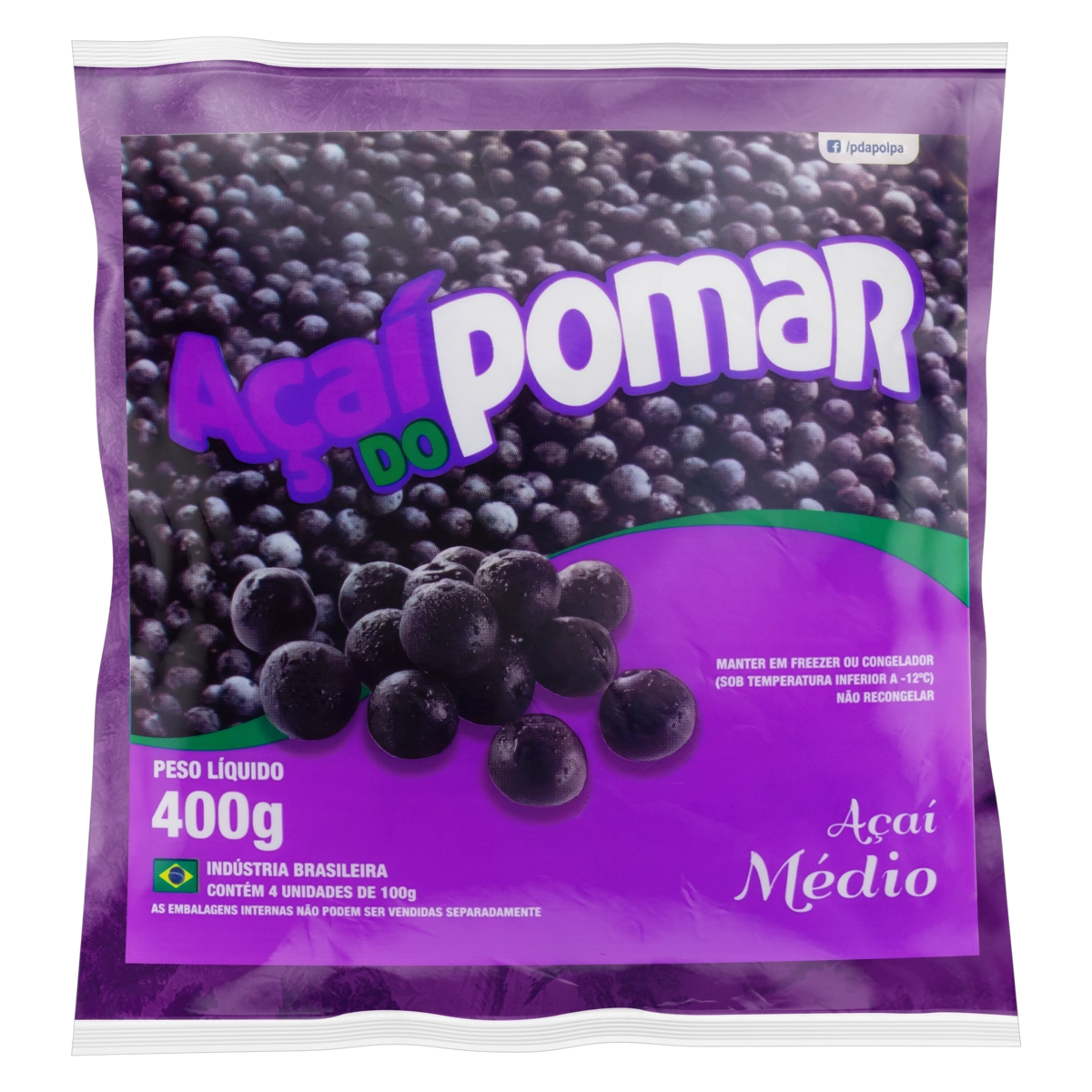 Polpa De Fruta Açaí Do Pomar Pacote 400g 4 Unidades