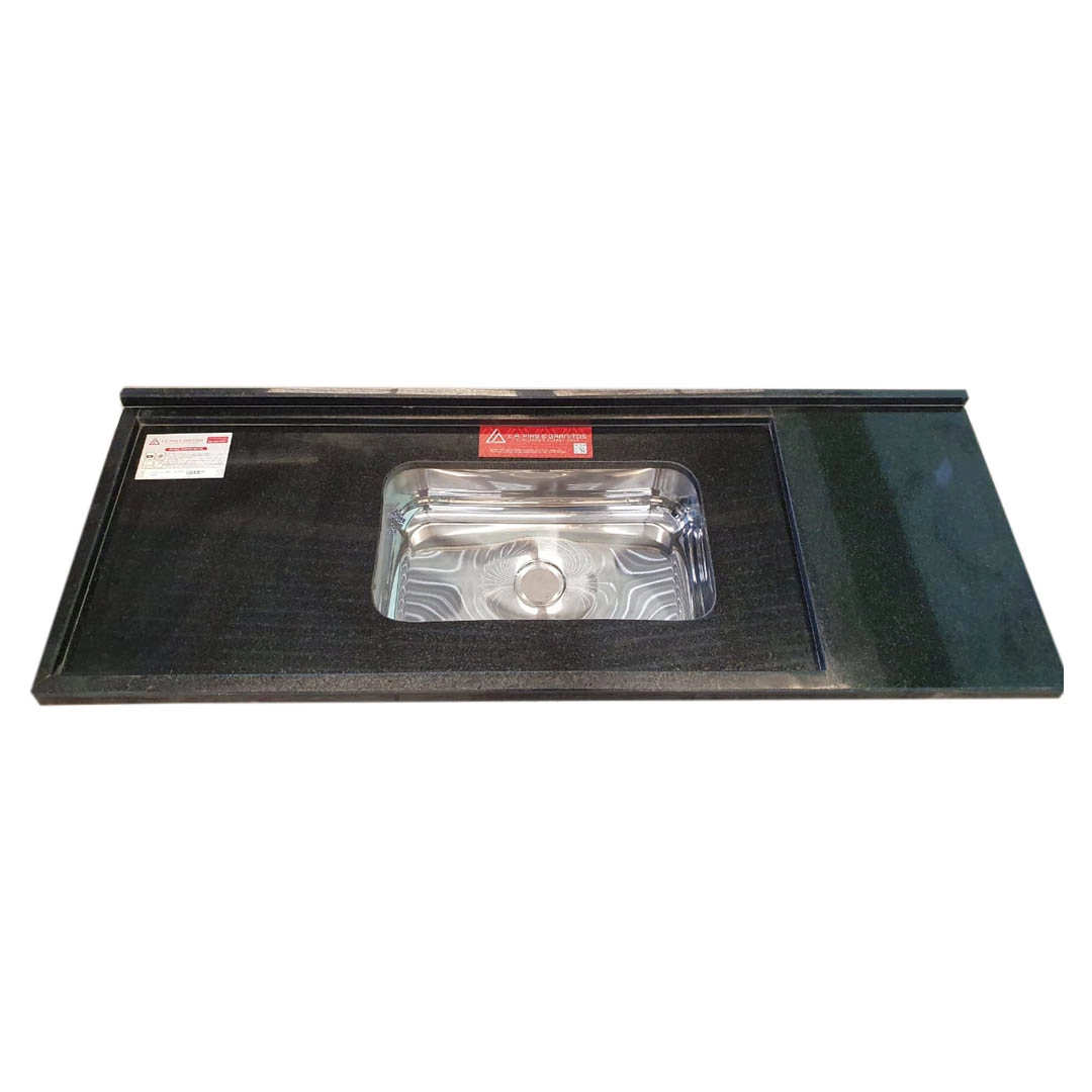 Pia de Cozinha Granito Preto São Gabriel 150cm Master Cuba Simples L.A. Pias e Granitos