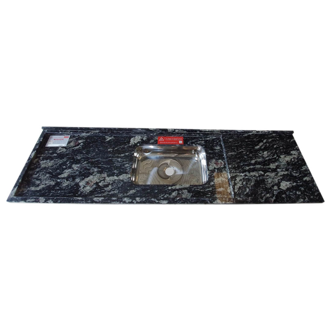 Pia de Cozinha Granito Preto Indiano 180cm Master Cuba Simples L.A. Pias e Granitos