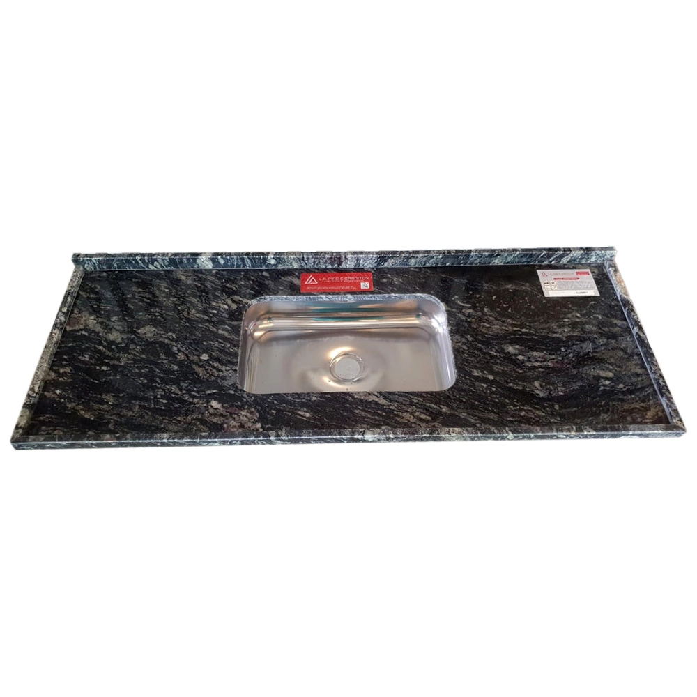 Pia de Cozinha Granito Preto Indiano 140cm Standard Cuba Simples L.A. Pias e Granitos