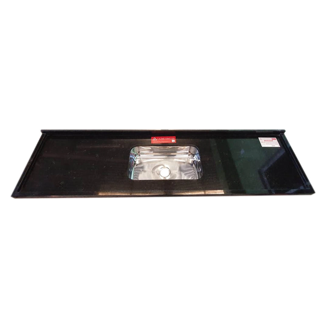 Pia de Cozinha Granito Preto São Gabriel 140cm Plus Cuba Simples L.A. Pias e Granitos