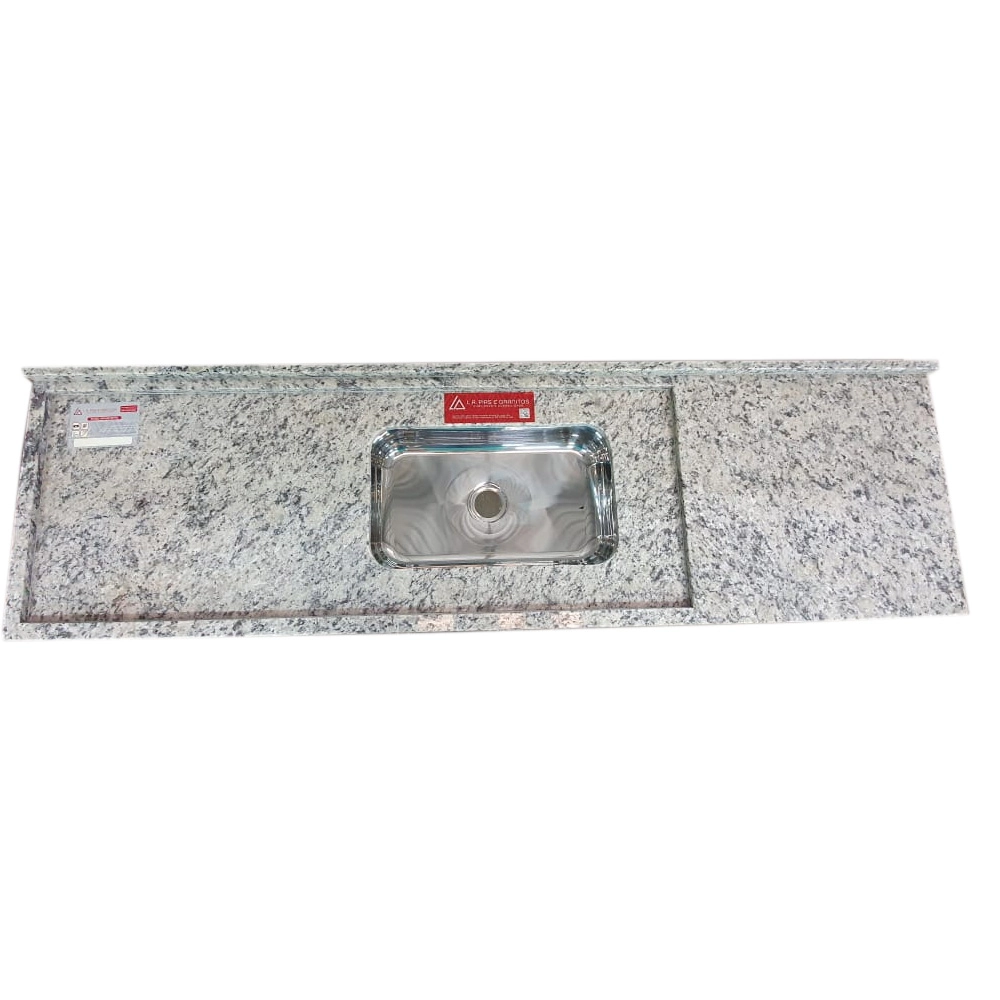 Pia de Cozinha Granito Bege Arabesco 180cm Master Cuba Simples L.A. Pias e Granitos