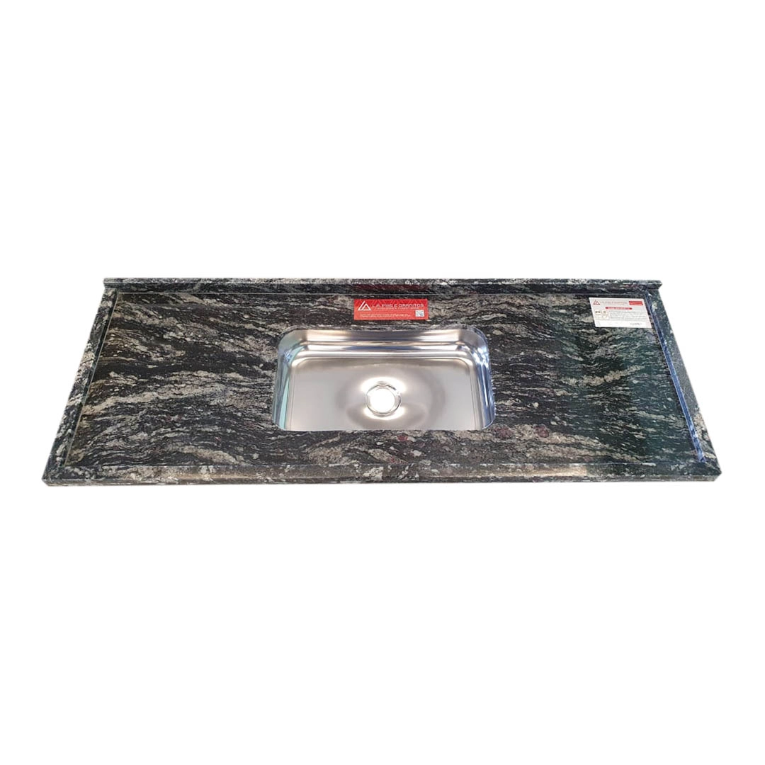 Pia de Cozinha Granito Preto Indiano 150cm Plus Cuba Simples L.A. Pias e Granitos