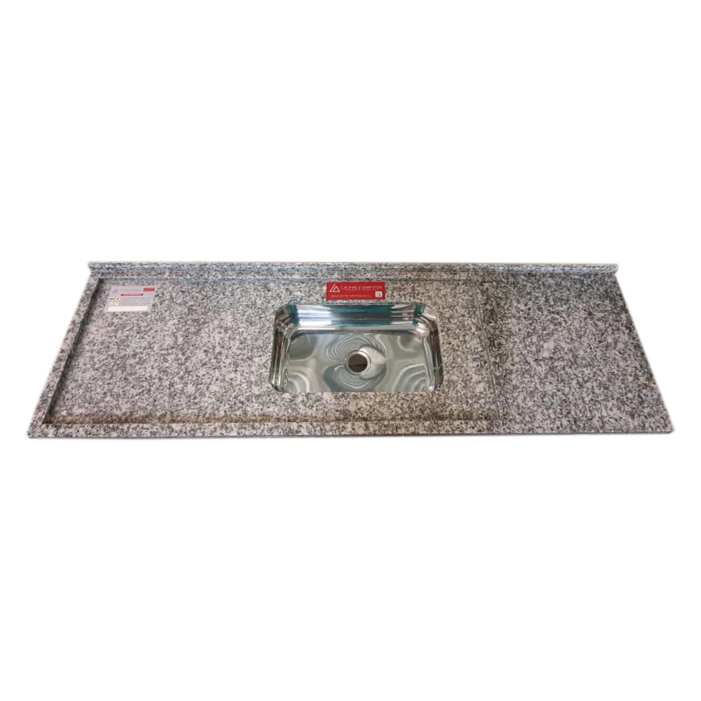 Pia de Cozinha Granito Cinza Corumba 150cm Master Cuba Simples L.A. Pias e Granitos