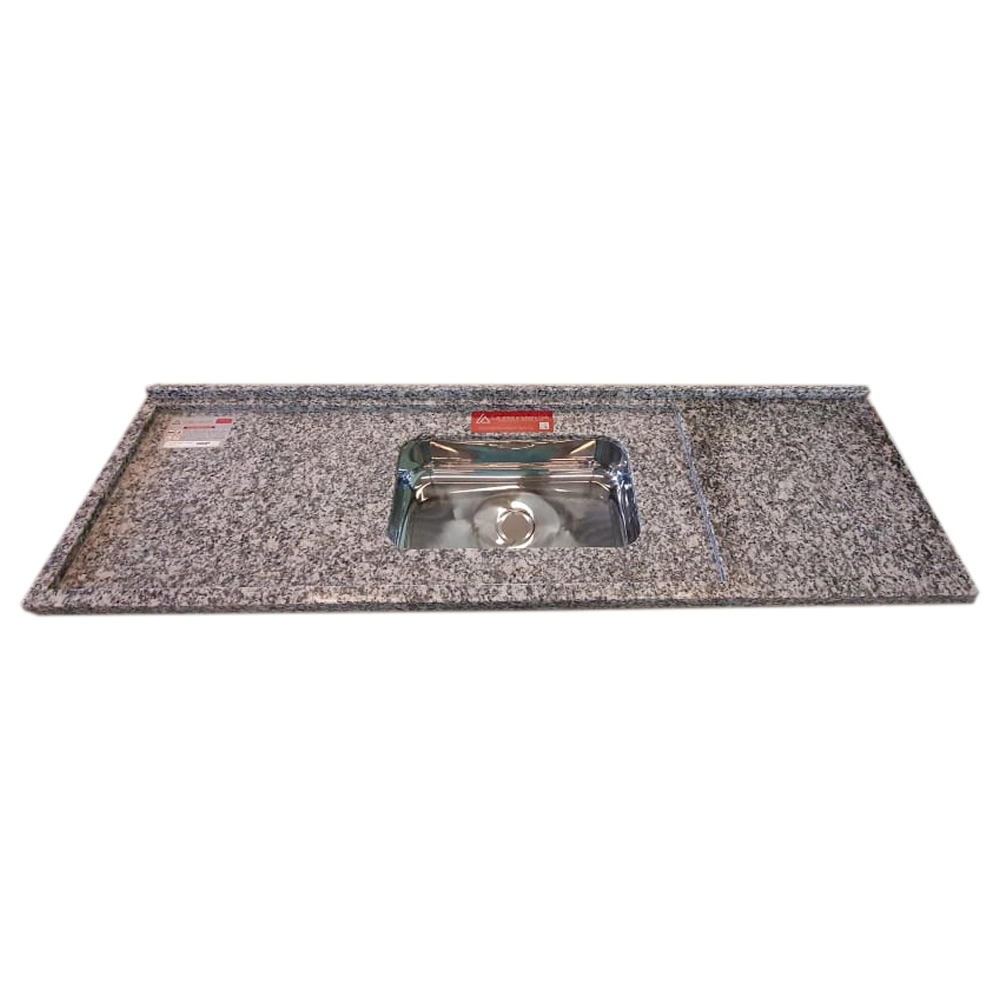 Pia de Cozinha Granito Cinza Corumba 200cm Master Cuba Simples L.A. Pias e Granitos