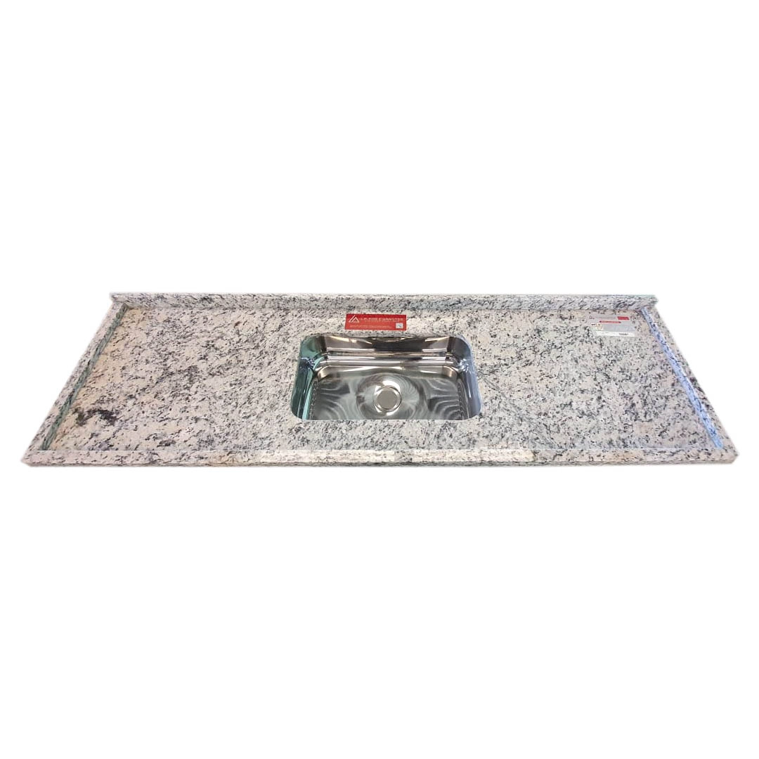 Pia de Cozinha Granito Bege Arabesco 200cm Plus Cuba Simples L.A. Pias e Granitos