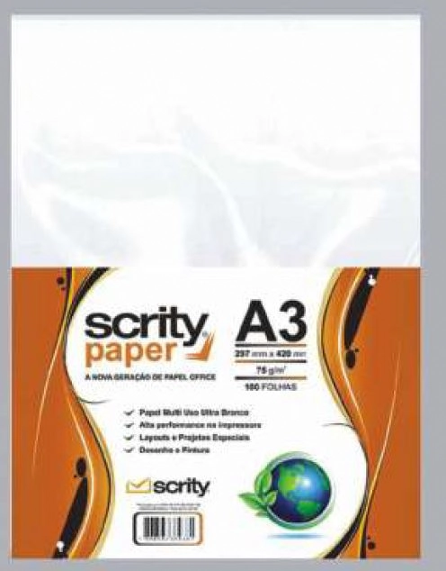 Papel Scrity Diplomata A3 Branco C/50f 75g