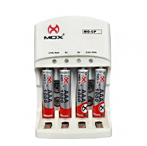 Carregador Pilhas Aa/aaa/9v Mox Mo-cp52 Bivolt Auto Stop
