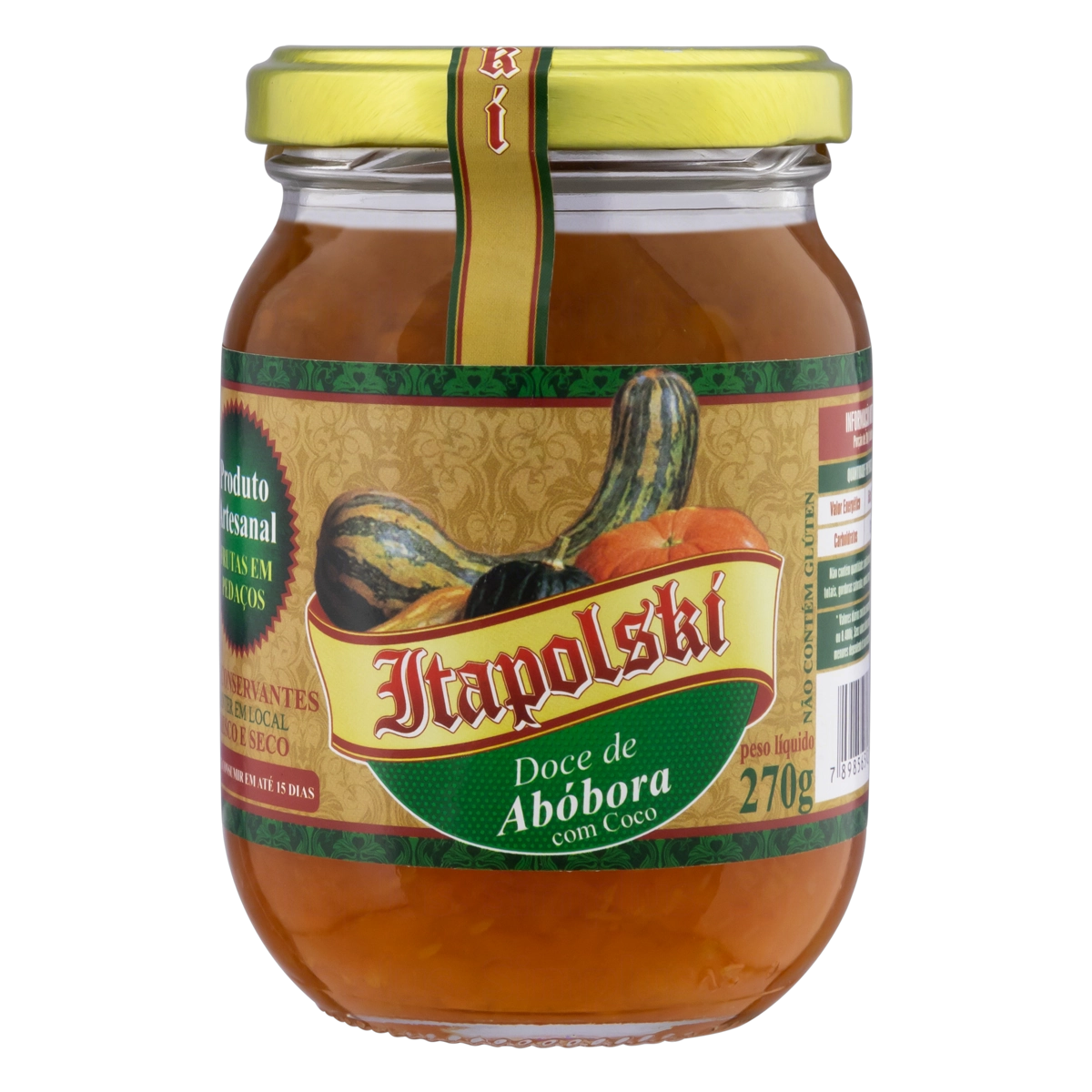 Doce Abóbora Com Coco Itapolski Vidro 270g