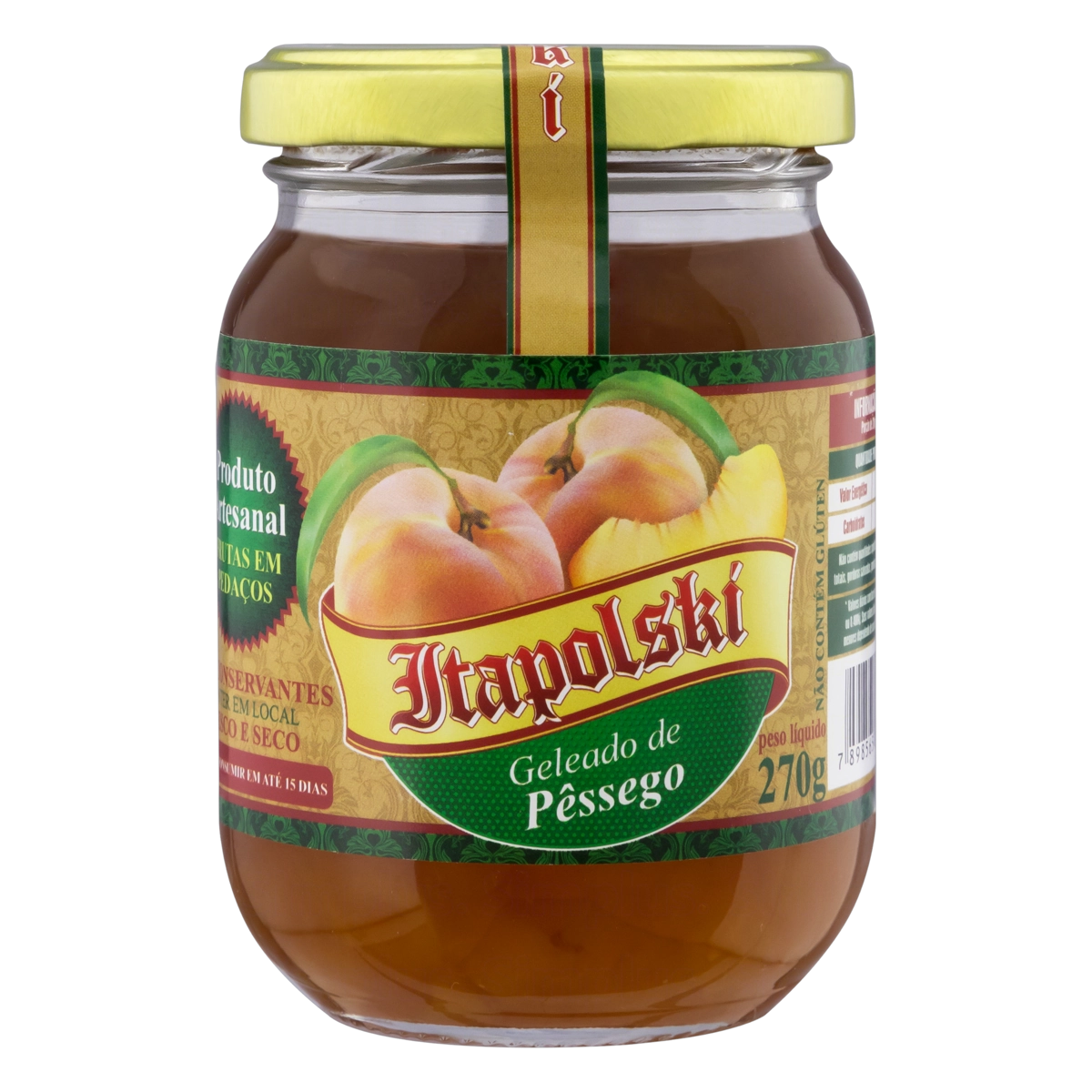 Geleado Pêssego Itapolski Vidro 270g